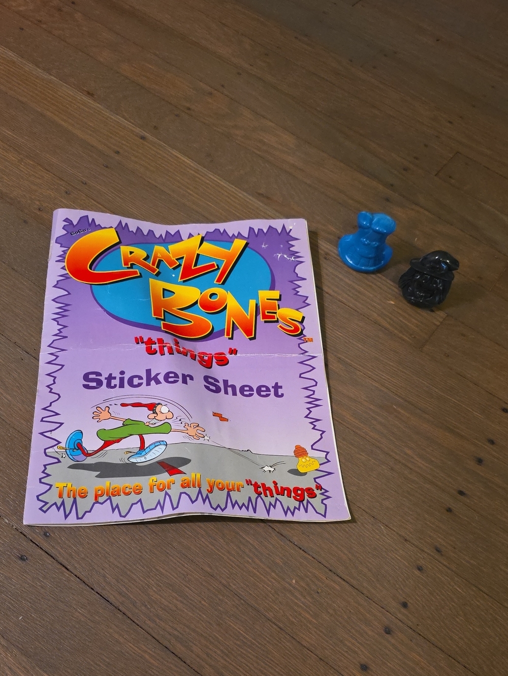 GOGO Crazy Bones "things" Sticker Sheet Vintage 1998 and 2 Figures